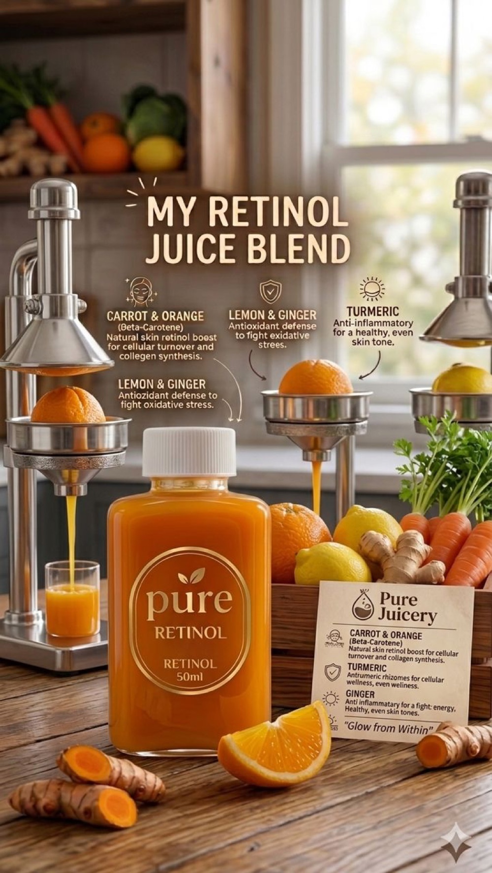 purejuicery Retinol blend — carrot, orange, turmeric, ginger and lemon